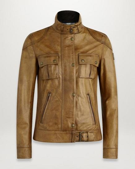 Veste Cuir Belstaff Femme Gangster Doré France RB3065478